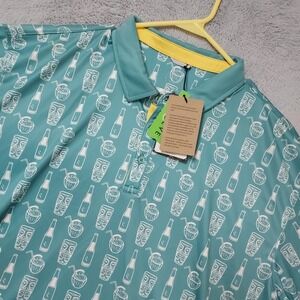 NEW Swannies Polo Shirt Mens 2XL XXL Green Tiki Drink Print Golf Performance NWT